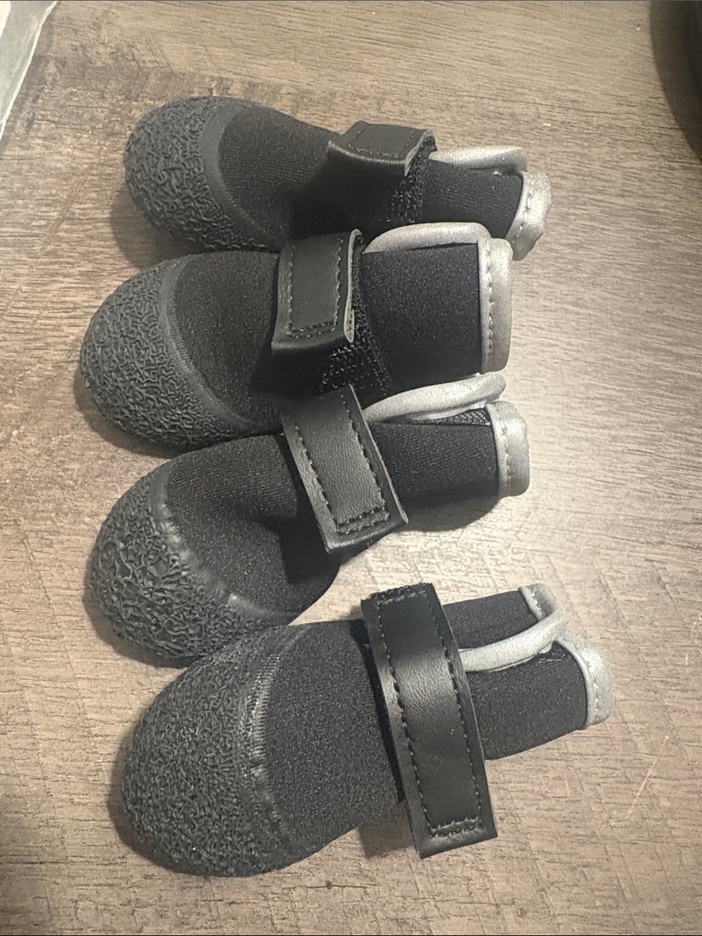 Set of 4 Dog Snow Boots Black Reflective Paw Protectors